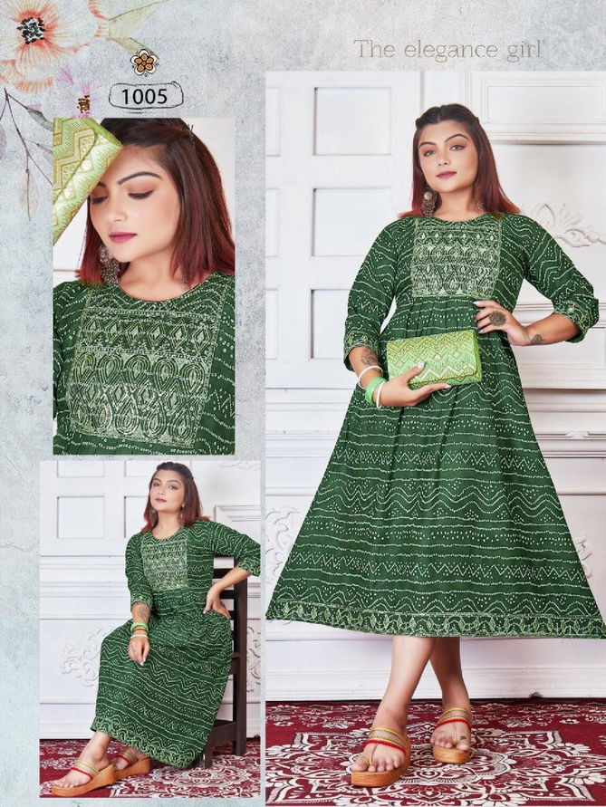 Beauty Flea 1 Rayon Printed Wholesale Long Anarkali Kurti Collection